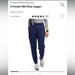 Cherokee workwear evolution 5 pocket mid rise jogger scrub pants